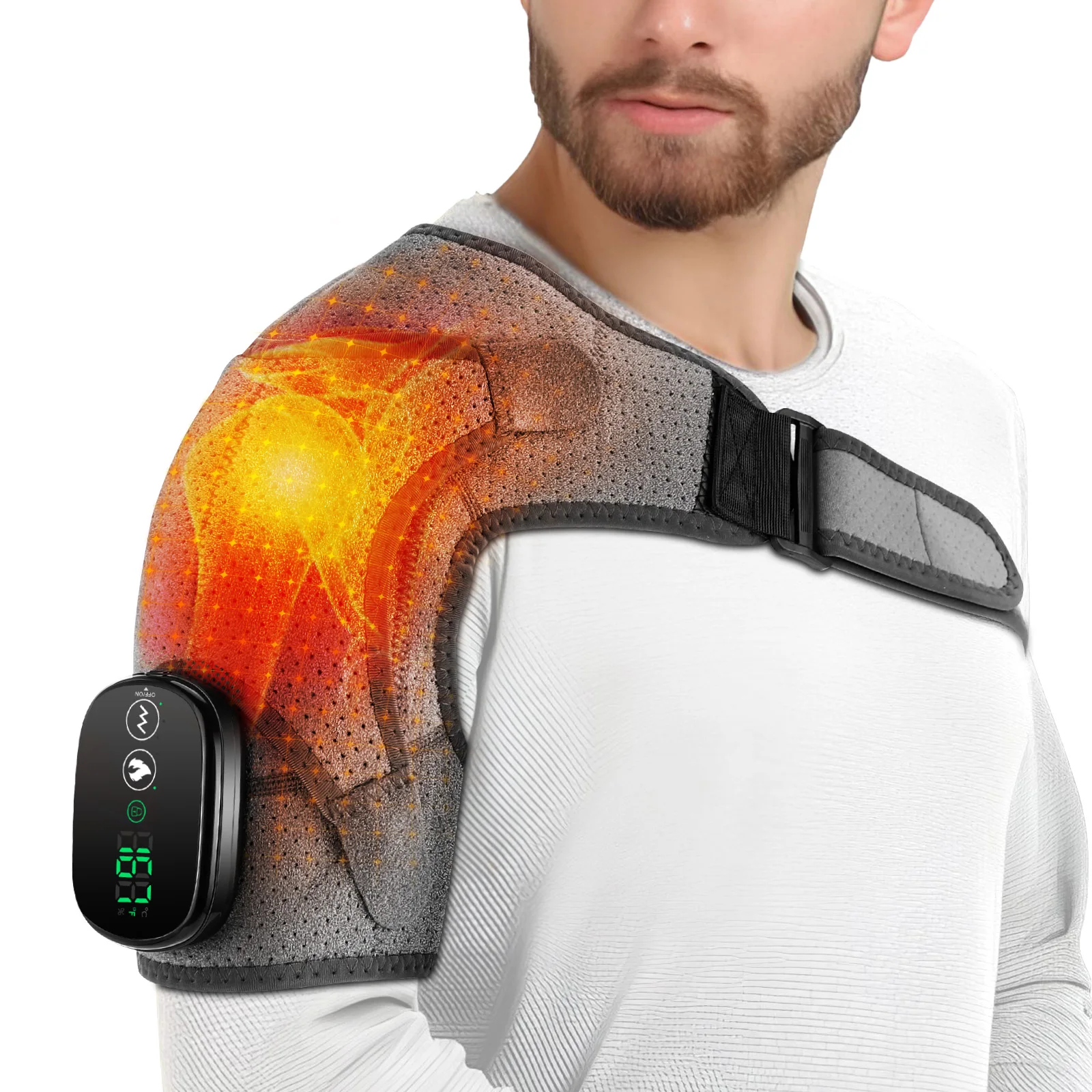 

Electric Heated Shoulder Massager Wrap Heating Vibration Belt 3 Modes for Kee Elbow Sport Relax Fatigue Relief Health Care