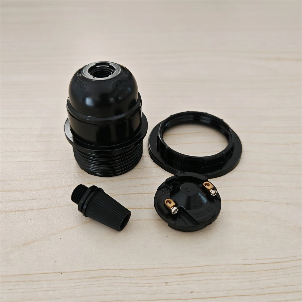 Retro Black E27 Self-locking Bakelite Lamp Holder LED Light Head Socket Lighting Fitting Floor Desktop Light Bulb Base 4A 250V