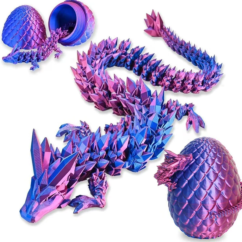 Creative Decompression Dragon Egg Chameleon Pendulum 3D Printing Dragon 2025 New Year Gift Colorful Set Desktop Ornament Kid Toy