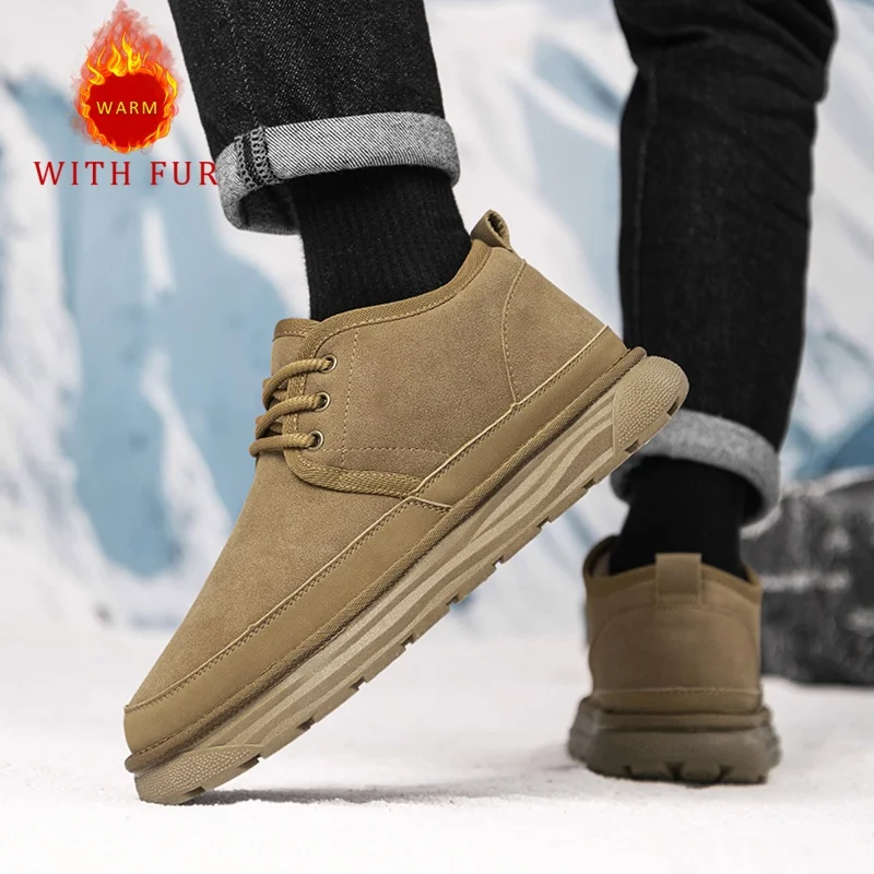 Casual men's snow boots Classic Versatile Black Brown Warm in autumn and winter Outdoor Youth and Adult Quality Shoes Hot