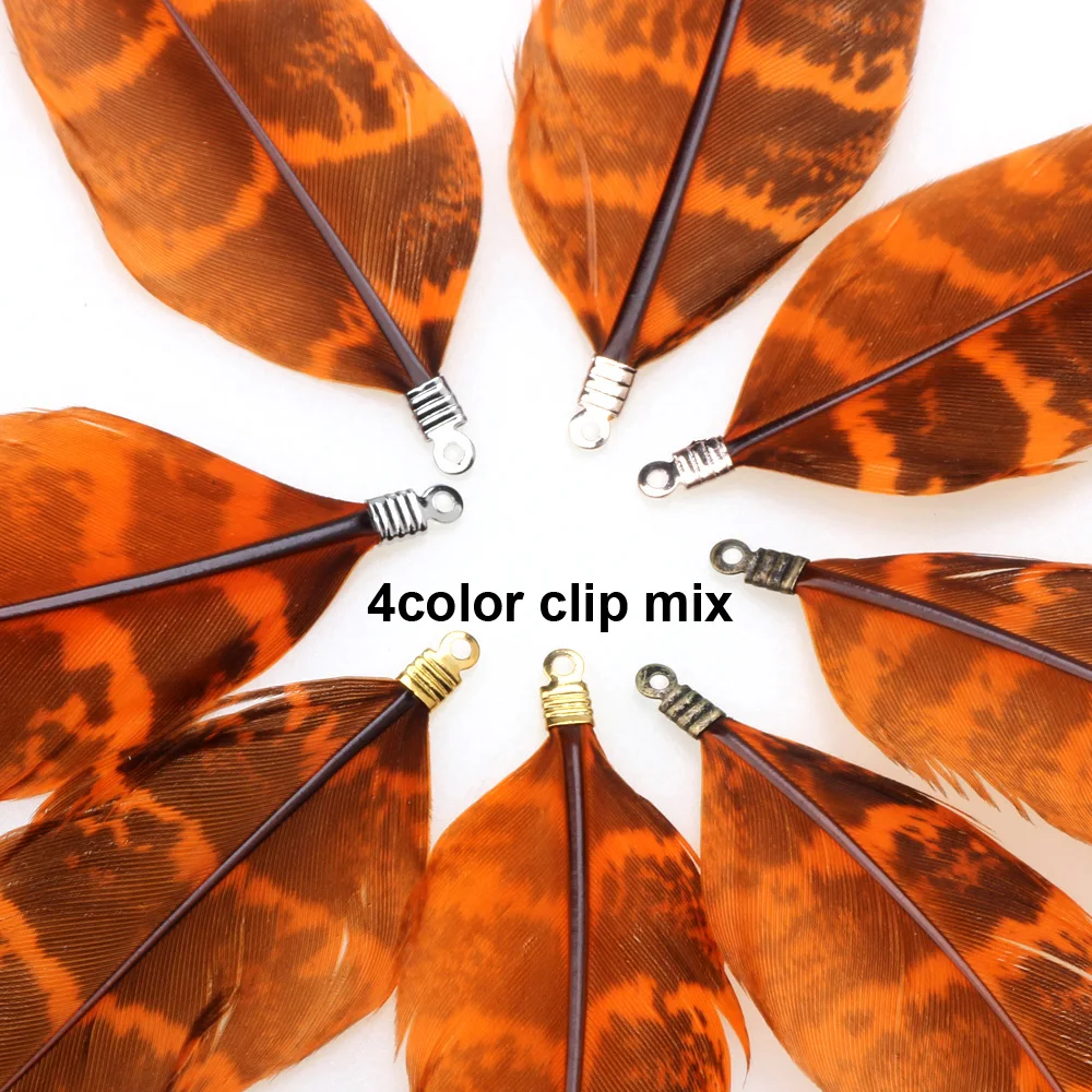 Four-Color Clip 16psc/Lot 70/90MM Colorful Black Dot Natural Feather Tassel Pendant DIY Necklace Earring For Making Jewelry