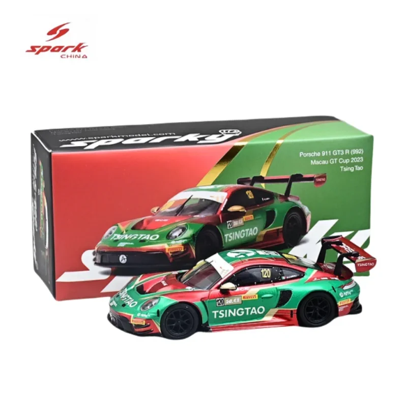 1/64 Spark Porsche 911 GT3-R alloy simulation model, children's collection of decorative toys, for children's holiday gifts.