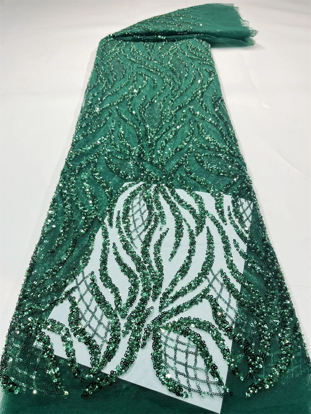 5Yards Latest High Quality Elegant Embroidery Tulle Sequin Lace With Stones Fabric for Party Evening Dress NN5288_R