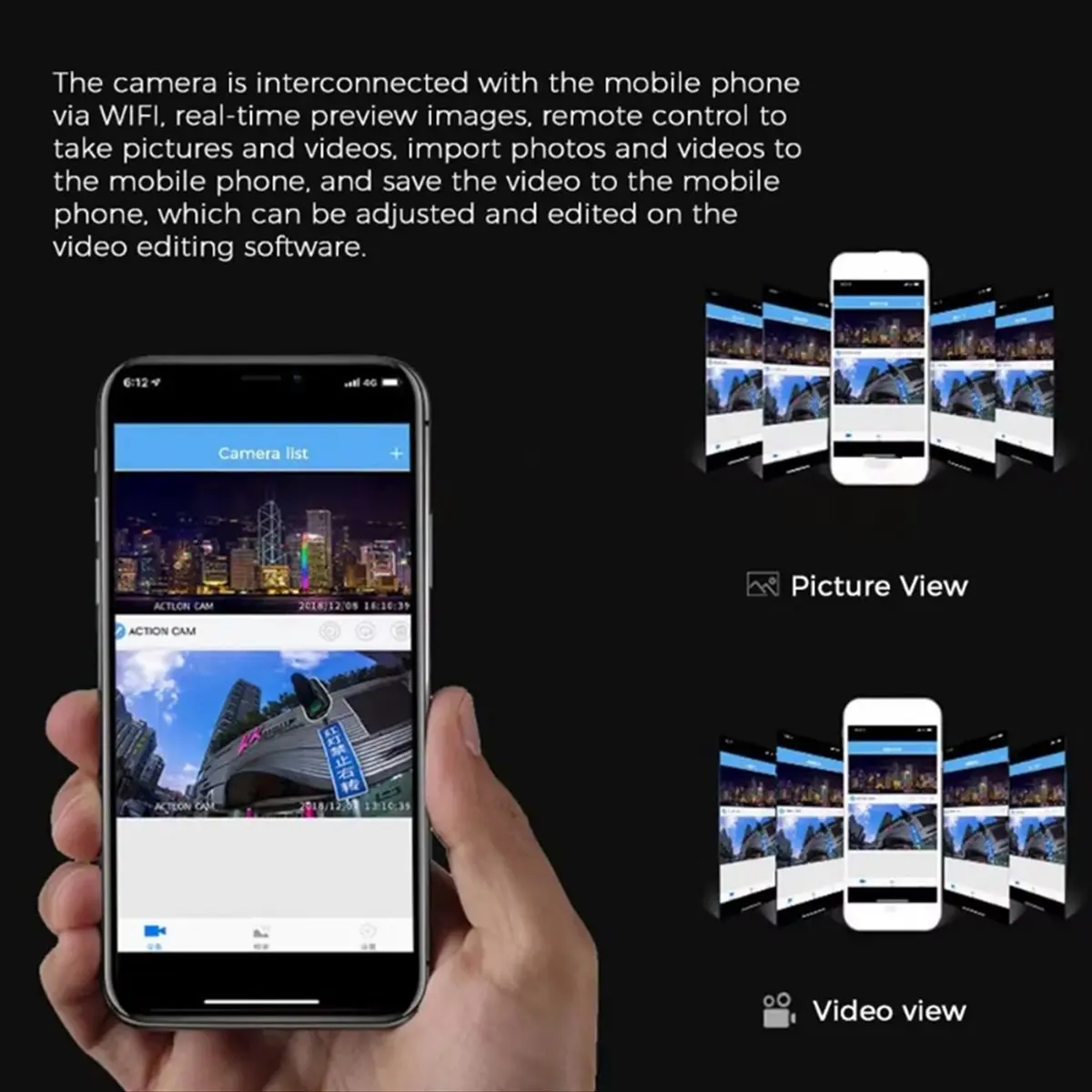 4K HD 60FPS Camera Wifi Outdoor Sport 170° Wide Angle Action Waterproof Bike Autocycle Helmet Body Cam with LED Screen