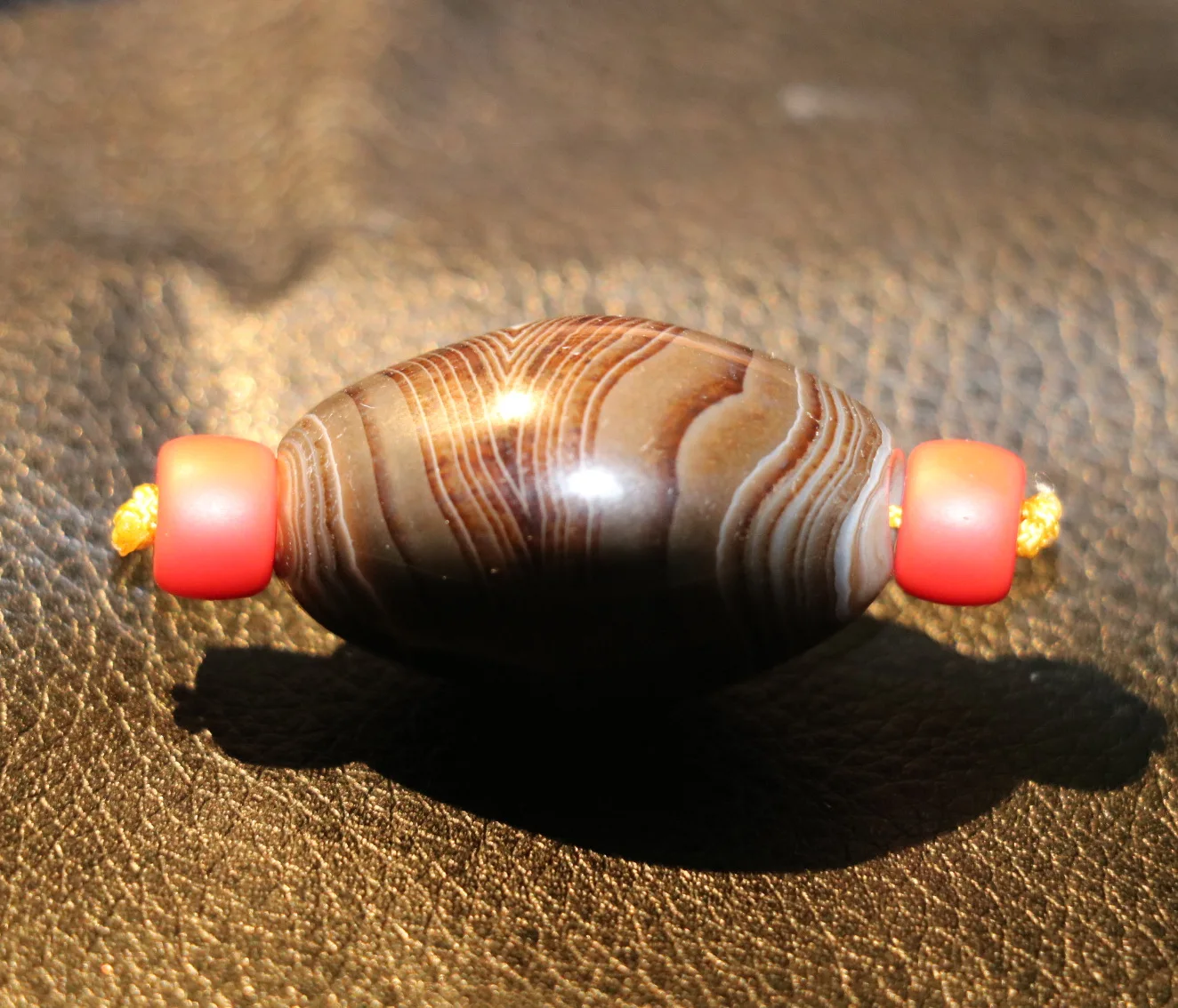 Unique Magic Energy Tibetan Old Agate Silkworm Line Healer Medicine Daluo dZi Bead Amulet  Timestown UPD220403A1