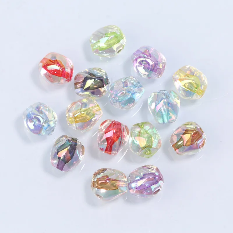 10 stücke Transparente Unregelmäßige Acryl Perlen Glänzende Lose Spacer Perlen Für Die Herstellung Von Halskette Armband Schlüsselbund Diy Schmuck Zubehör