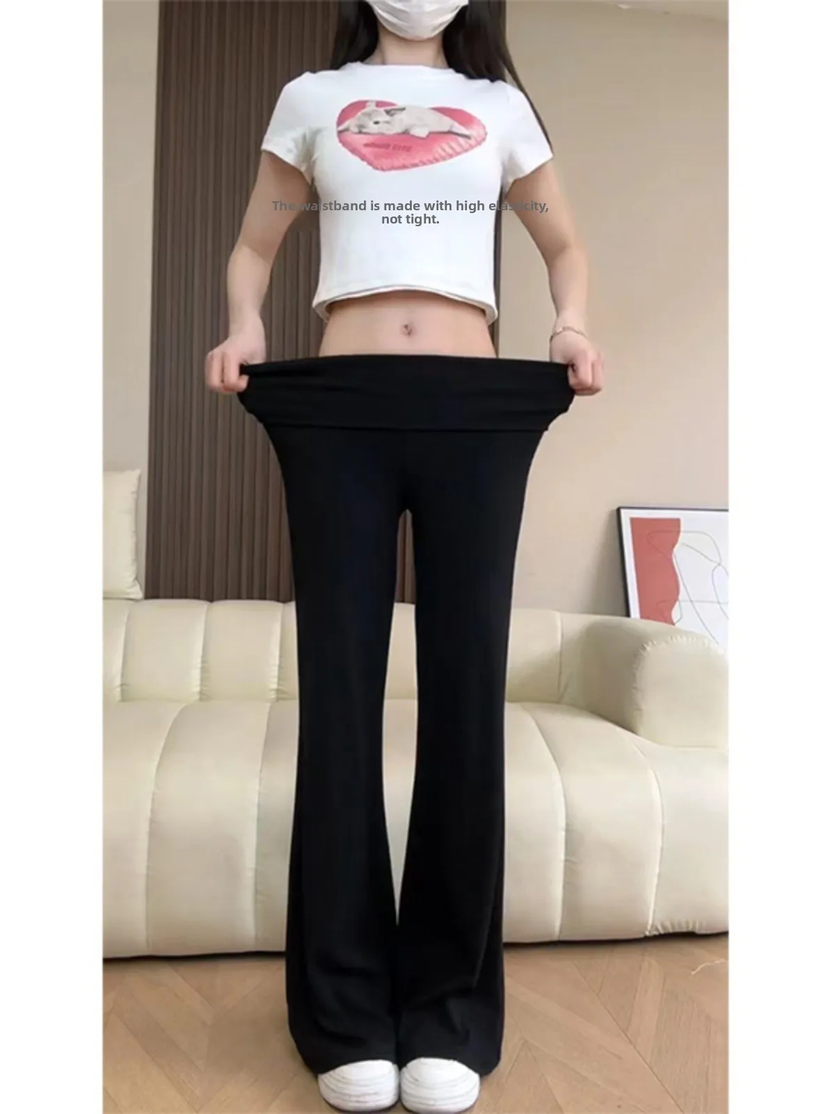 발레 클라우드 요가 팬츠 로우 웨이스트 플립 웨이스트 피트니스 스포츠 여성용 신축성 있는 루즈핏 캐주얼 부츠컷 스웨트팬츠