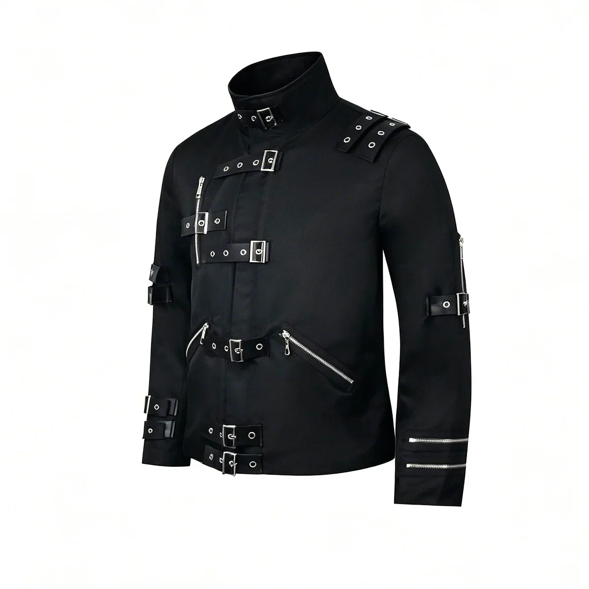 Michael Jackson Cosplay-Kostüm BAD Punk-Jacke Schwarze Schmale BAD-Jacke Kostümkleidung für Männer und Teenager, die Stars lieben und Nachbildungen erstellen möchten. – Detail 5