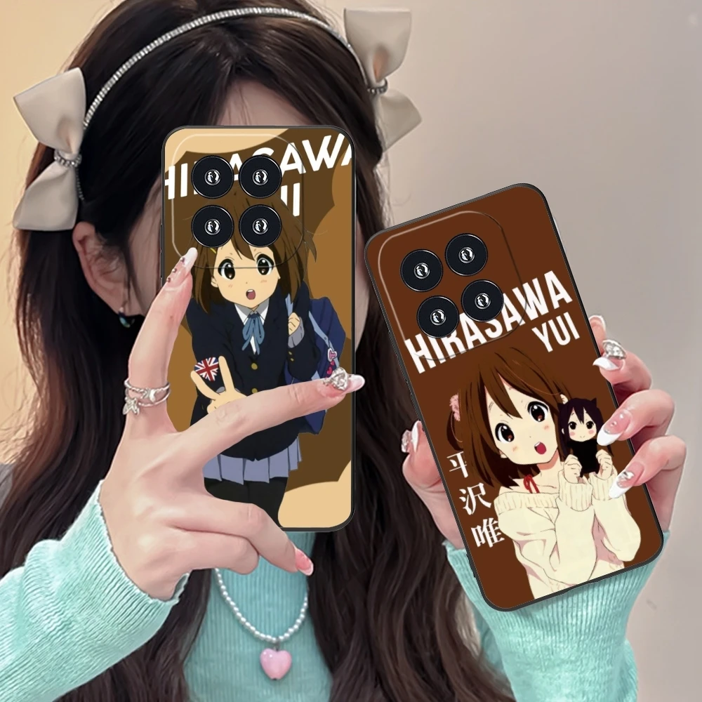 K-ON Hirasawa Yui Mobile Cell Phone Case for Xiaomi 14 13 12 11 10 9 T Ultra Lite Pro S SE X 5G Black Soft Phone Cover Shell