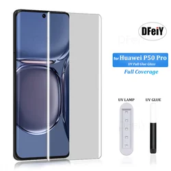 DFeiY UV Glass for Huawei P50 Pro Full Coverage UV Screen Protector for huawei p40 pro p30 pro Tempered Glass Film