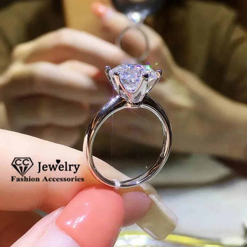 CC 1 Carat Wedding Rings For Women 6 Claws Cubic Zirconia Stone Classic Design Bridal Engagement Jewelry Accessories CC633