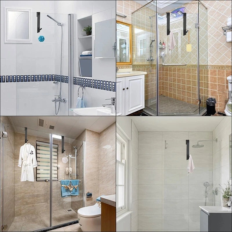 Bathroom Frameless Glass Door Hook Shower Door Hook Towel Rack Removable Stainless Steel Back Type Hanging Holder Hanger