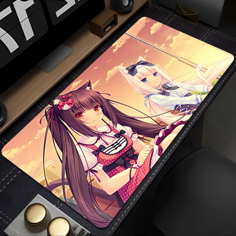 Mouse Pad Professional eSports Game Players Speed N-nekopara Locking Edge Rubber Game Extended Desk Mat pc Mousepad Keyboard Mat