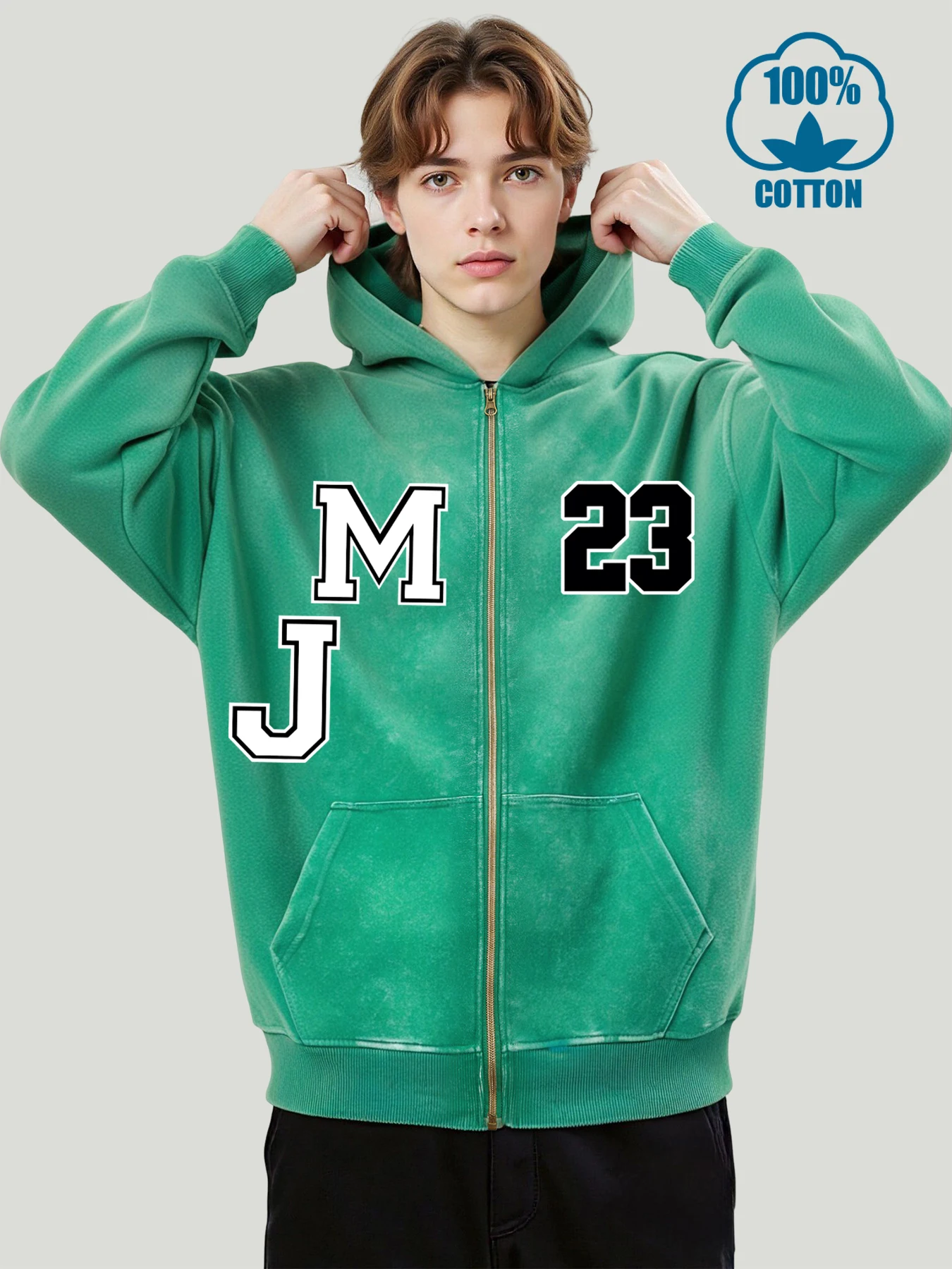 

Номер 23, куртки на молнии с буквенным принтом M J, мужские осенние свободные толстовки, повседневная хлопковая уличная одежда, пуловер унисекс в стиле ретро