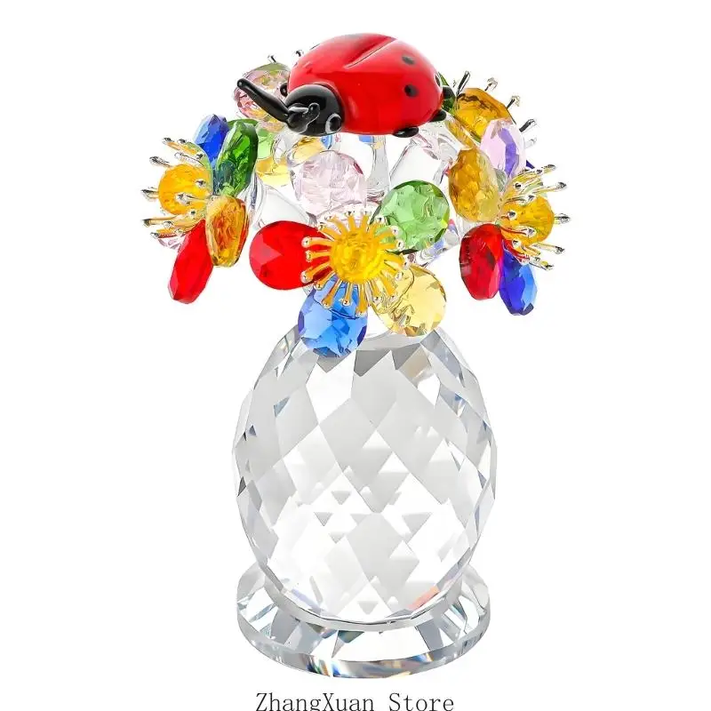 Klare facettierte Kristallblumenfigur für Eingangsregal und Beistelltischdisplay 3XUF – Detail 9