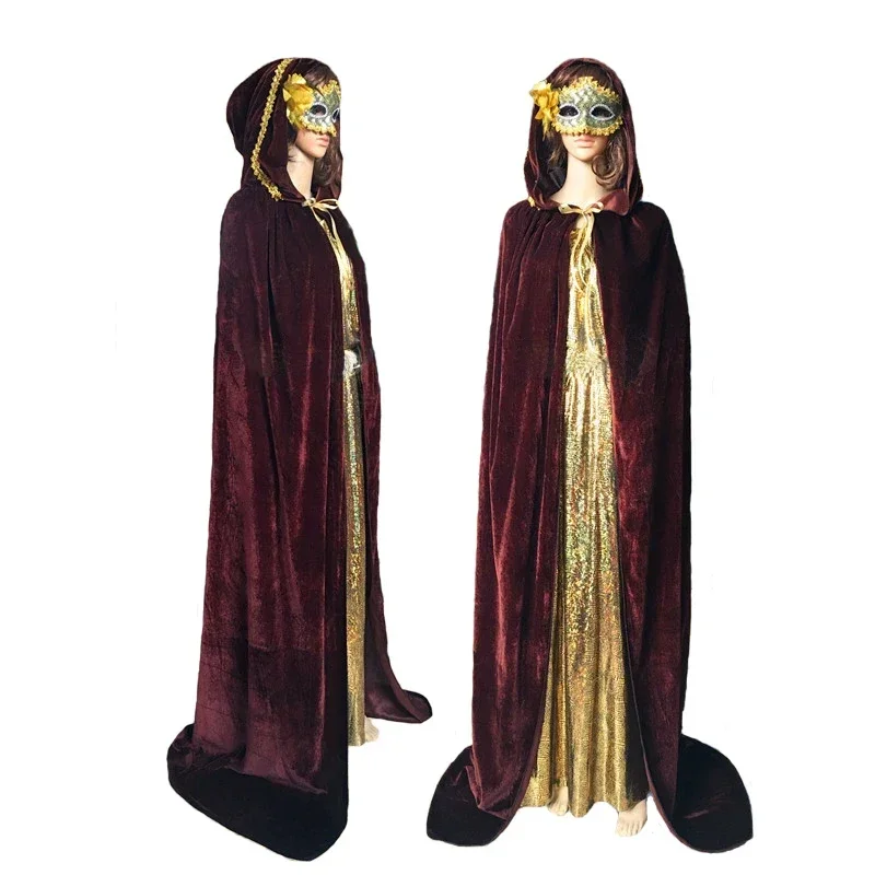 고딕 벨벳 후드 망토 케이프 의상 코스프레 위카 마녀 뱀파이어 작은 빨간 승마 후드 가운 의상 멋진 할로윈 파티