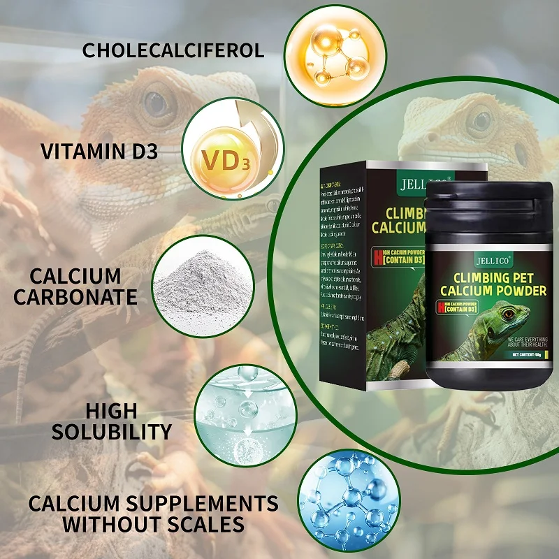 Crawling Pet Vitamin D3 Calcium Powder For Amphibian Reptiles Turtle Pet Frog Chameleon Promoting Calcium Absorbing & Supplement