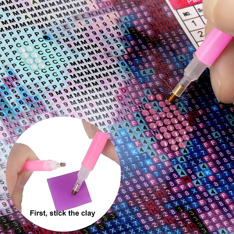 2x2cm Diamond Painting Glue Clay Wax Mud DIY Purple Embroidery Tool kit Set Cross Stitch Dotting Glues With Pen Accessories