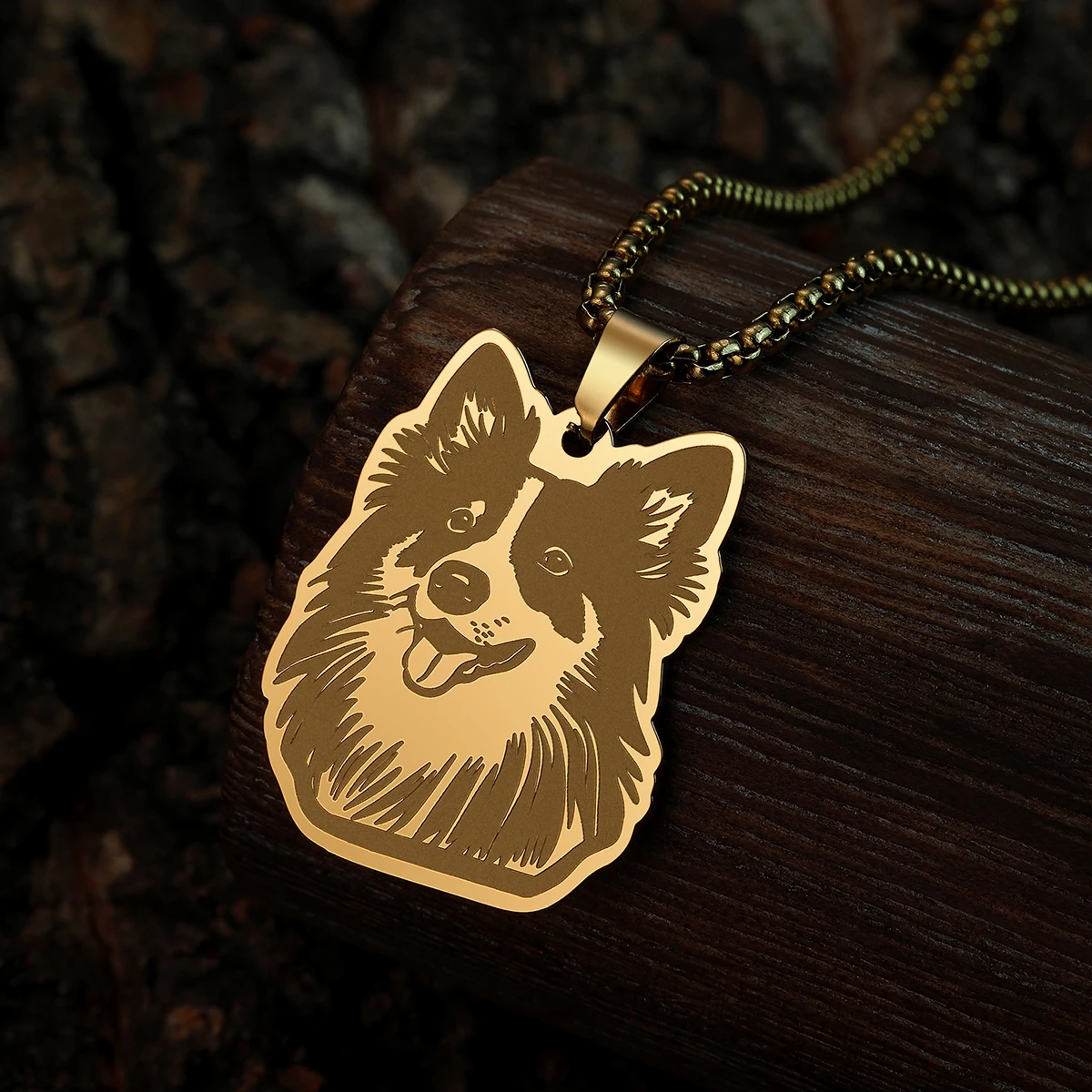 Chandler Cute Shetland Sheepdog Pendant Necklace Stainless Steel Animal Necklaces for Women Men Birthday Party Gift