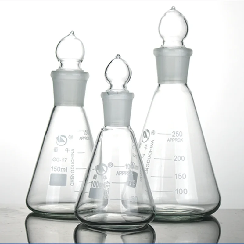 

1Pcs/Lot 50ml to 1000ml Lab Borosilicate Glass Erlenmeyer Conical Flask with #19 #24 #29 #34 Ground-in Stopper