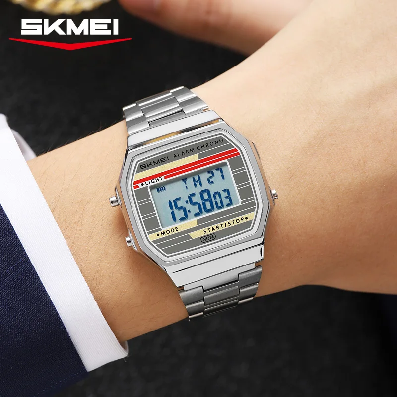 SKMEI 2514 Classic Electronic Square Digital Stopwatch Alarm Watches Retro Style Clock Men's Relogio Masculin Reloj Hombre Homme
