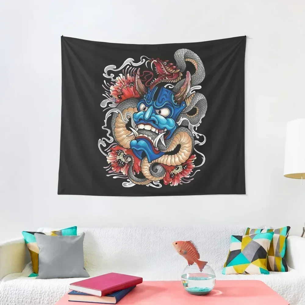 Hannya Japanese Tattoo Art Tapestry Decoration Home Cute Room Decor Aesthetic Home Decor Tapestry