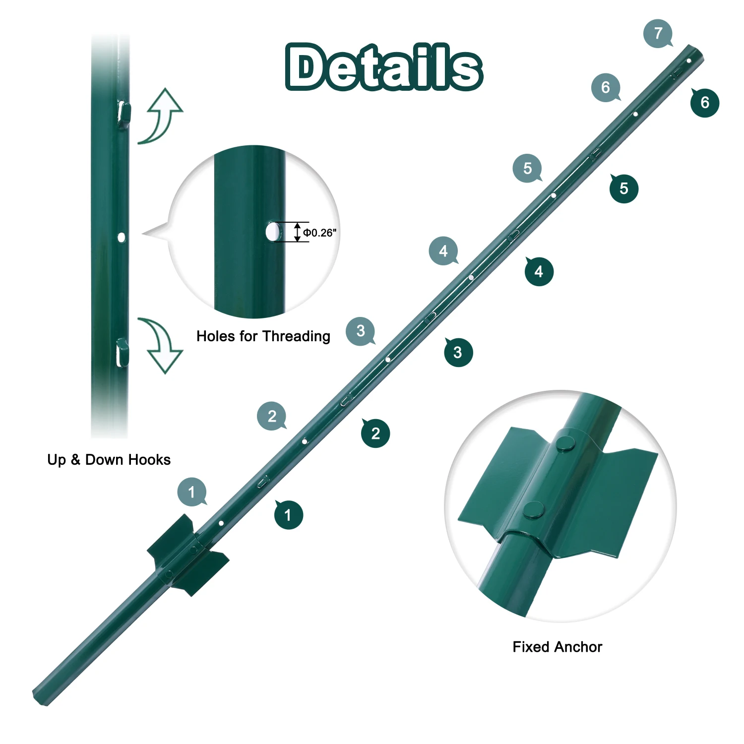 Fence Posts 4Feet - 10Pack, Heavy Duty Metal Fence Post with U-Channel, Steel Fence U-Post for Holding Garden Wire Fence, Corner