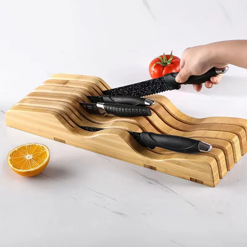 Creative Horizontal Knife Partition Storage Box Kitchen Drawer Tableware Organize Fantastic Household Knife Shelf Table