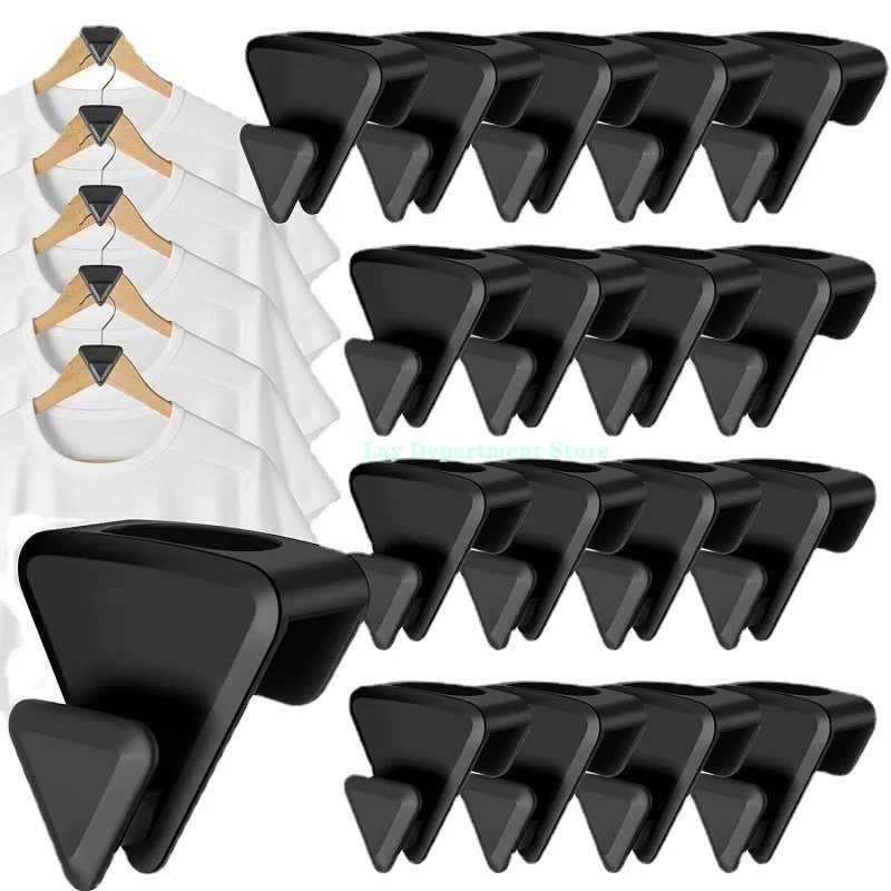 12pcs Clothes Hanger Connector Hooks Triangles Clothes Hangers Plastic Cascading Organizer Rack Space Saving Wardrobe Organizer