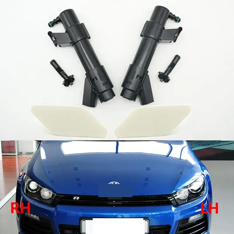 Car Headlight Head Lamp Water Spray Nozzle Washer Jet Cover Cap Lid For VW Scirocco R 2009-2014