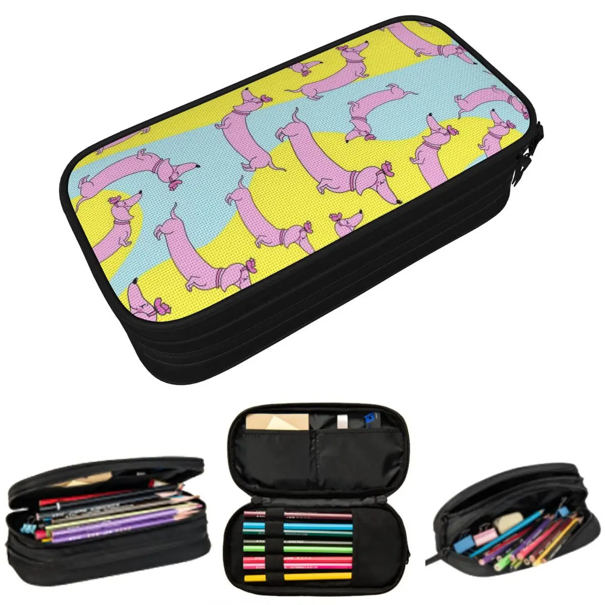 

Cartoon Dachshund Pattern Pencil Case for Boys Girls School Pen Box Pencil Bag Stationery Supplies Pen Holder Bag