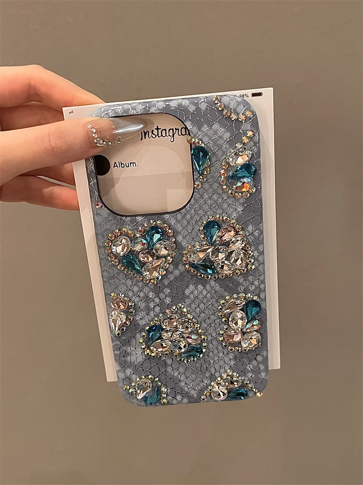 Luxurious Glitter Phone Case For iPhone 16 15 14 13 12 11 Pro Max Snake Pattern For iPhone 16 Diamond High Quality Shiny Cover