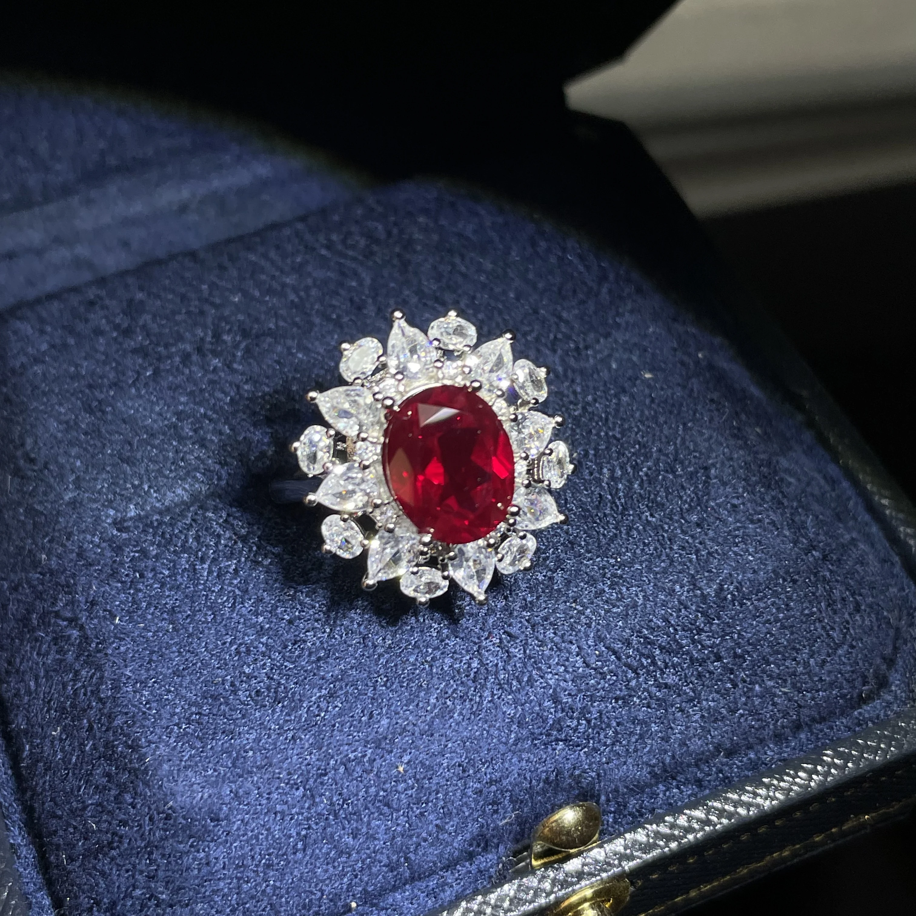 Small particles pigeon-blood red ruby snowflake design - recommended for upscale formal events such as banquets and weddings