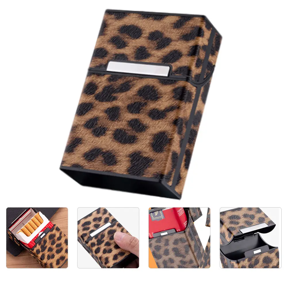 

1pc Leopard Case Magnetic Buckle Anti-Squeeze Protective Cover For Men Portable Holder Storage Container Cigarette Carrying Box