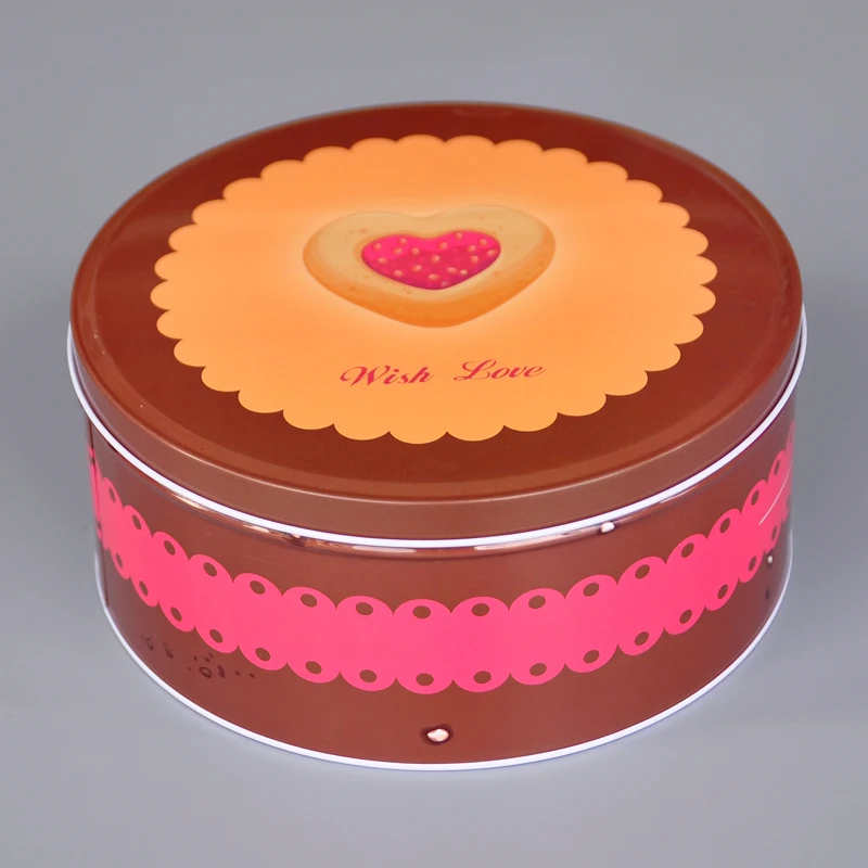 New Large Round Cartoon Biscuit Dessert Cookie Tin Storage Box Baking DIY Cute Cake Storage Container for Children Friends Gift