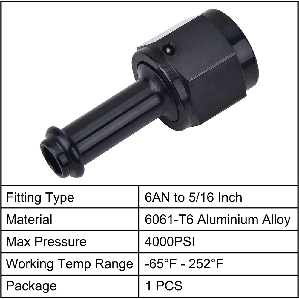 6an Buchse bis gerade Schwenk armaturen Aluminiums ch lauch Widerhaken Kraftstoff leitungs adapter schwarz (Zoll)