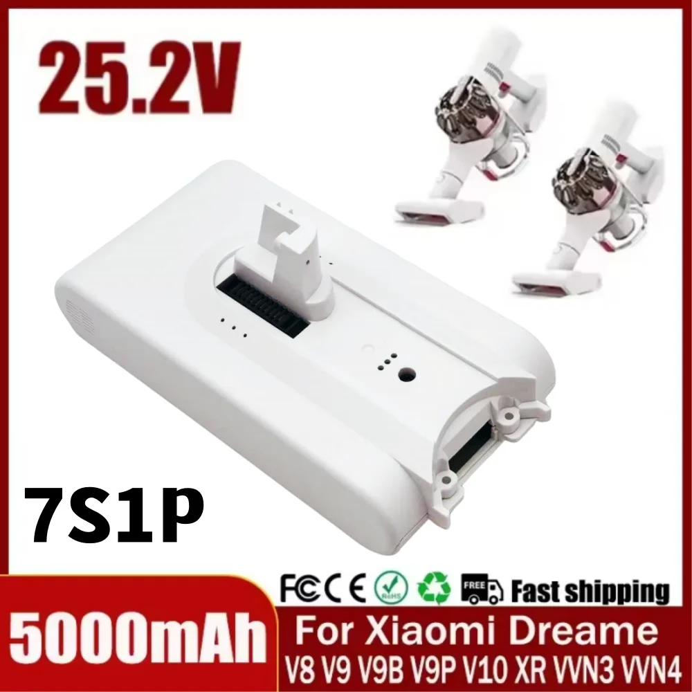 

5000mAh for Xiaomi Dreame V8 V9 V10 25.2V Replacement Lithium Battery V9P XR VVN3 VVN4 Handheld Cordless Vacuum Cleaner battery.
