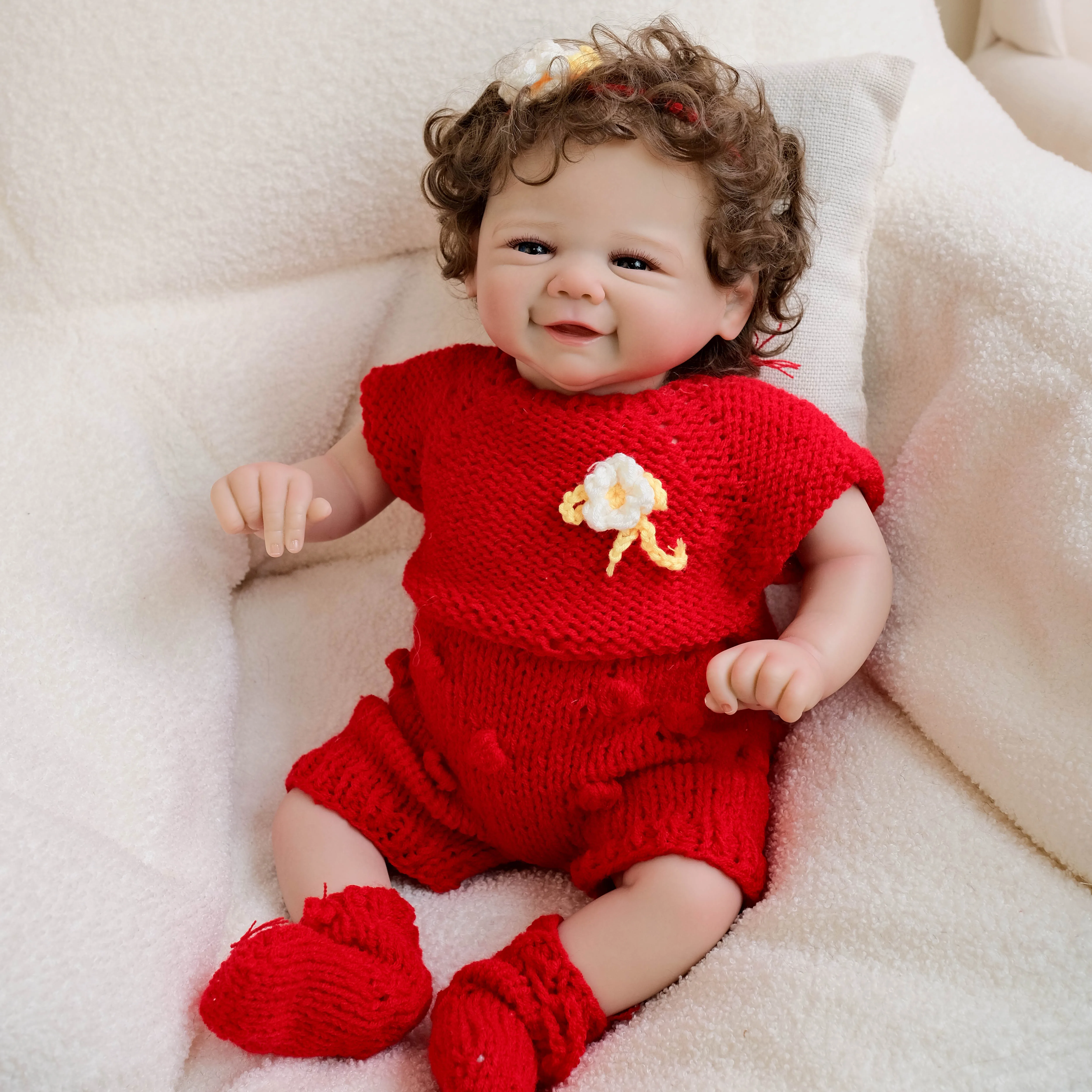 NPK 19-inch Vivienne Soft Body Reborn Babypop Levensechte 3D Huid Handgeschilderde Meerlaagse Geworteld Haar Touch Pop
