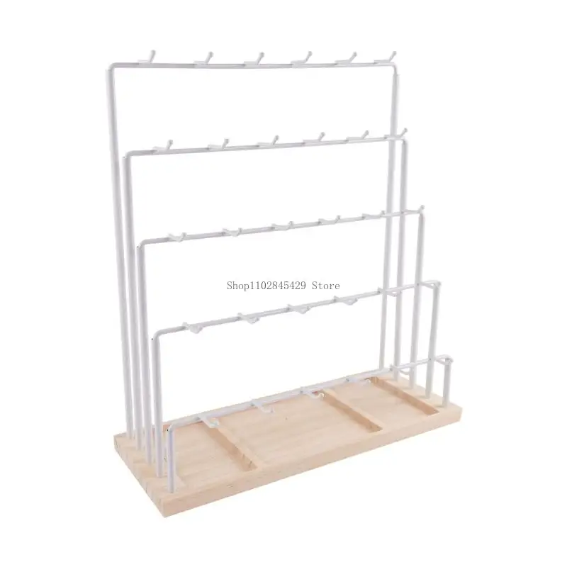 Contemporary Ladder Styles Earring Stand 6 Adjustable Tiers 30 Metal Hook Rustics Base Display