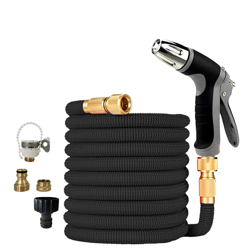 FLOWERS SPRAL Garden Watering Hose Expandable Magic Hose High Pressure Multi-Function Nozzle Spray Cleaning Gun Car Washing Hose