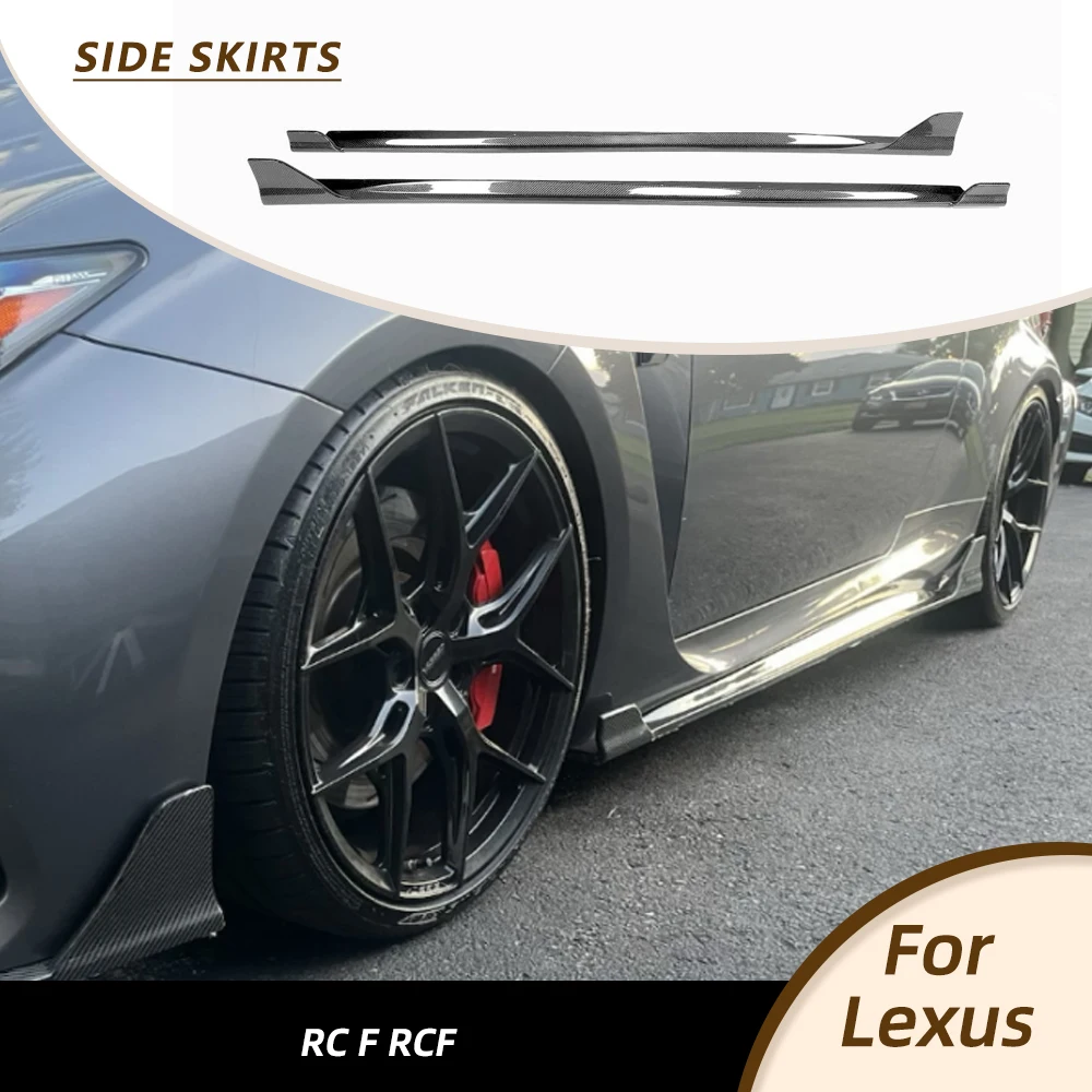 For Lexus RCF RC F 2015-2019 Carbon Fiber Side Extension Lip Door Cover Aero Car Racing Body Kits Car Side Skirts Apron Lip