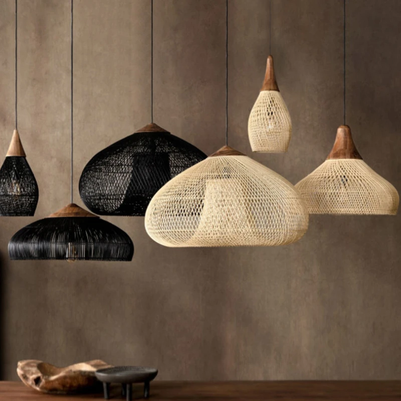 Estilo chinês Handmade Rattan Lâmpadas De Teto, Lustre Para Cozinha Mesa De Sala De Jantar, LED Luz Pingente, Loft Home-Appliance