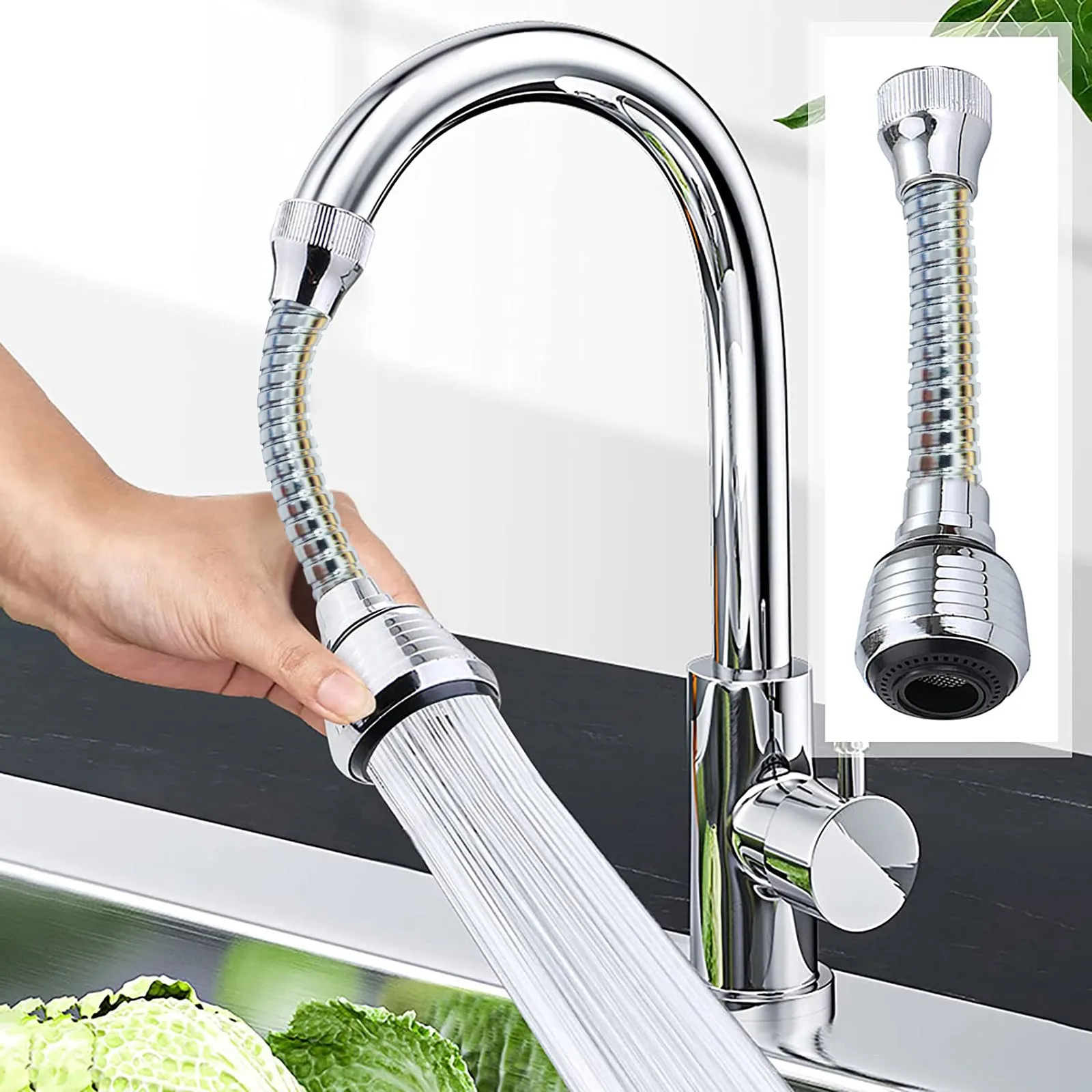 Flexible Faucet Water Saving Filter Sprayer 360° Rotatable Kitchen Tap Extender Anti-Splash Nozzle Accessory 2026 Trending BañO