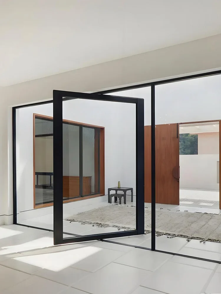 *IW%  Pivot Door With Smart Lock Patio Exterior Interior Main Front Center Doors Aluminum Double Glaszed Home Office Custom
