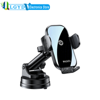 Yesido C197 15W Fast Charge Retractable Car Holder 2 in 1 Suction Cup Type Wireless Charging Phone Holder Stand