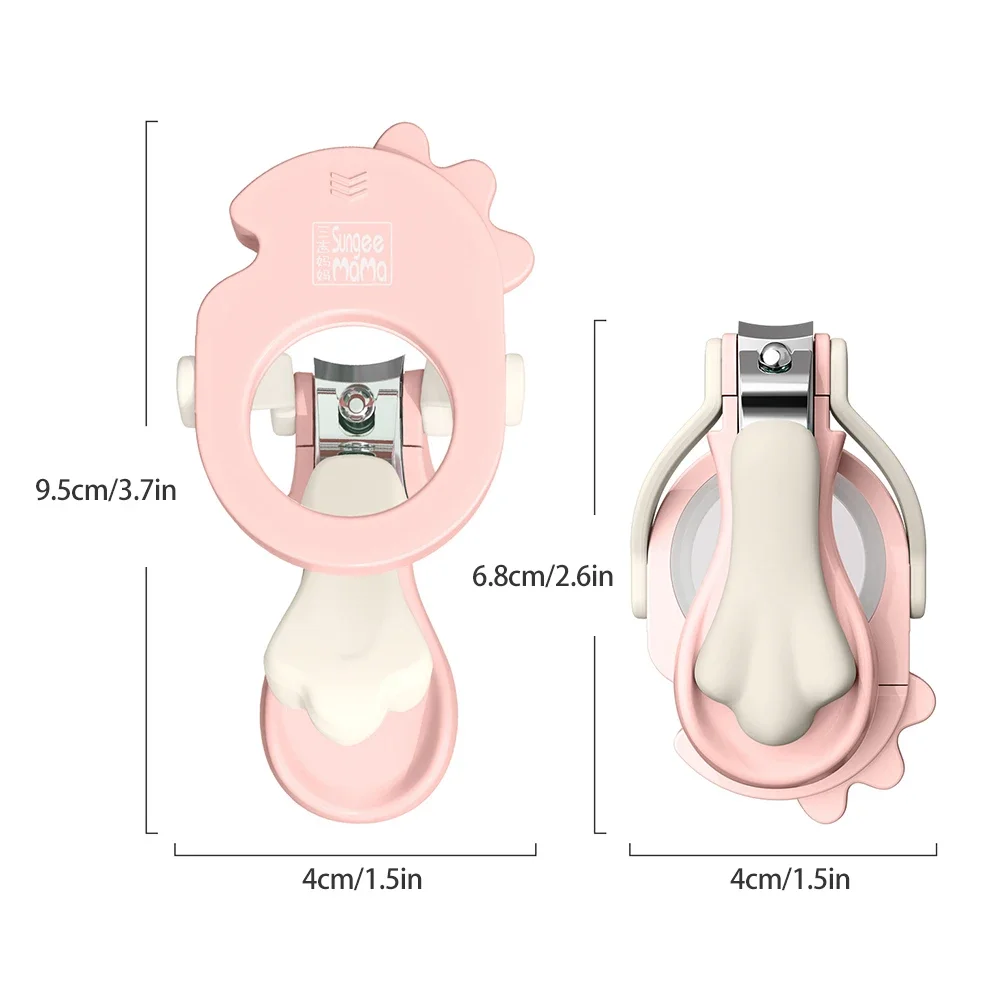

Childrens Magnifying Mirror Nail Clippers with LED Light Baby Splash Proof Stainless Steel Safe Nail Trimmer Tool