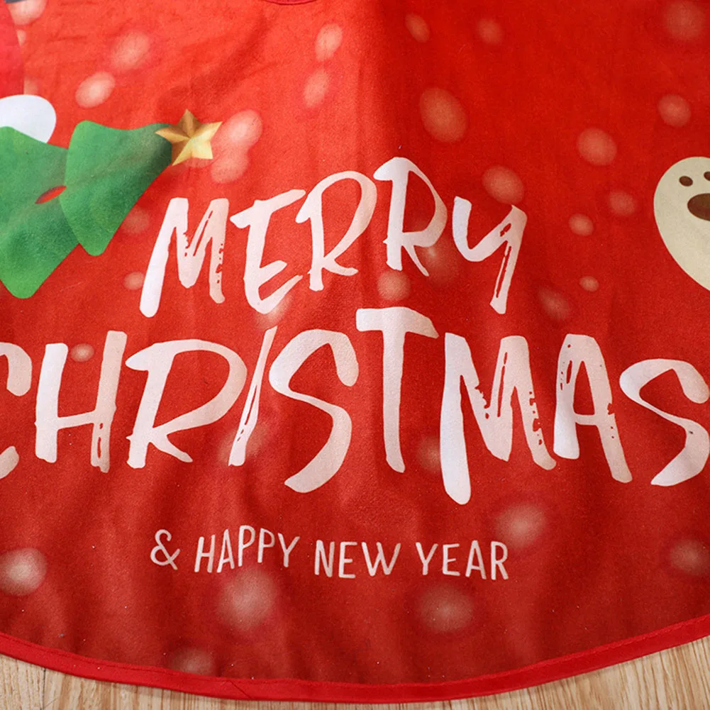 90cm saia de árvore de natal papai noel impresso árvore de natal decoração inferior base ornamento acessórios de árvore