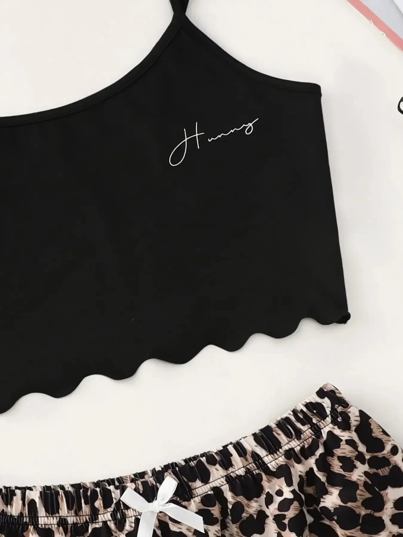 Leopard Print Sling V-Neck Sleeveless Top and Shorts Sets Sleepwear Women\'s Pajamas Set Sexy Lingerie Pyjamas Homewear