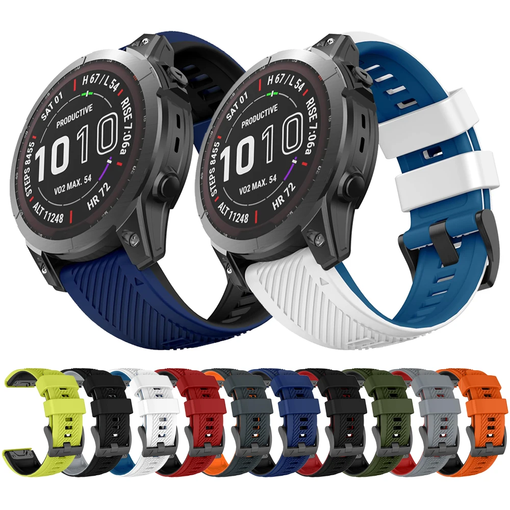 QuickFit 22mm 26mm Silicone Strap For Garmin Fenix 7X 7 6 6X 5 5X Plus/Epix Pro Gen 2 47mm 51mm/MARQ Watch Band Bracelet