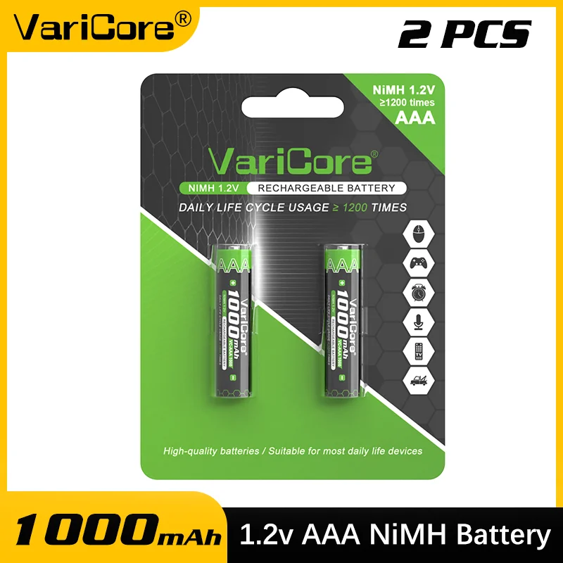 

VariCore AAA 1000mAh 1.2V Ni-MH Rechargeable Batteries High Capacity for Digital Camera/RC Toy/Flashlight Long Cycle Life Eco-Fr